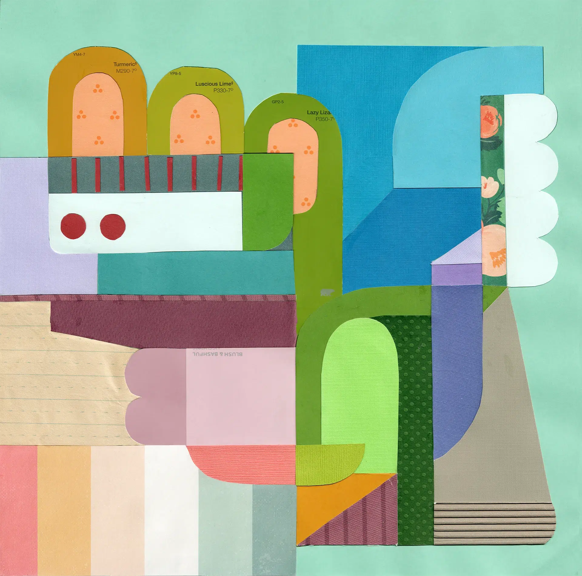 "Blush and Bashful", a collage from the Geometric series, by Katelynn McAllister