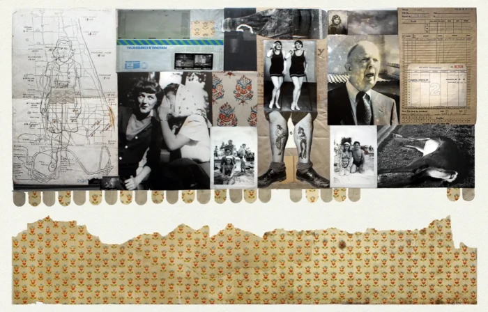 "Balance Forwarded", a collage from the Vestiges series, by Katelynn McAllister