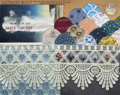 "Book Page Post", a collage from the Vignettes series, by Katelynn McAllister