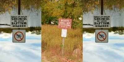 "Walleye Keeper", a digital photo collage from the River Road series, by Katelynn McAllister